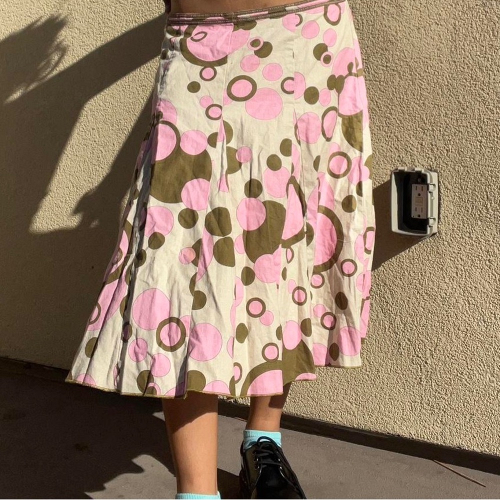 LAPIS Linen Cotton A-Line Skirt Midi Size M